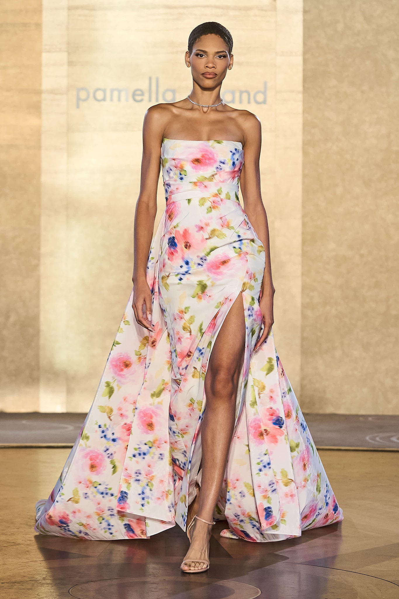 pamella roland pink dress An array of pink sequin and tulle petals adorns our strapless gown, bringing the lush beauty of blooming florals to life., Discover more at pamellaroland.com, Director: @arsenyjabiev , DP: